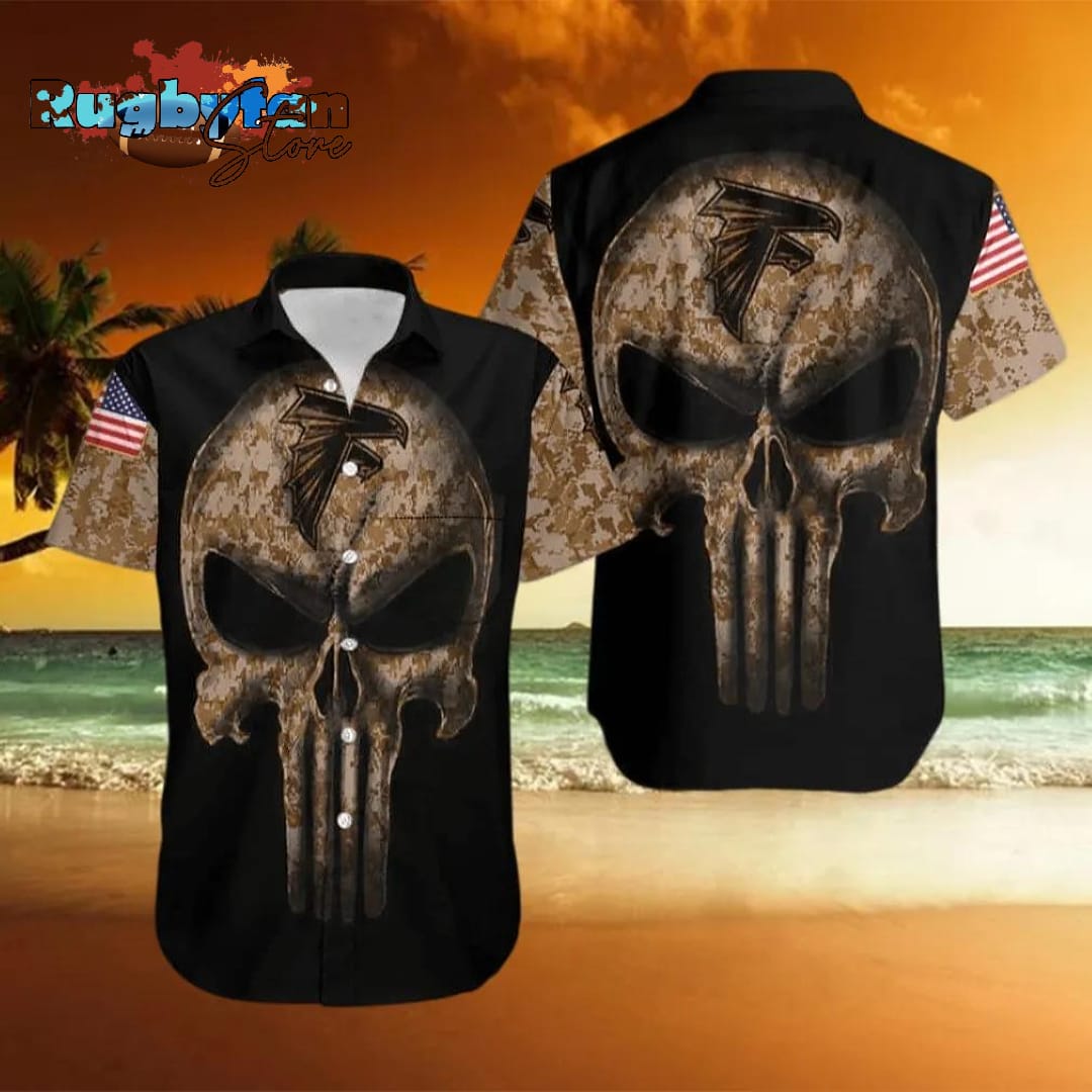 Atlanta Falcons NFL Camouflage Skull Pattern Hawaiian Shirt