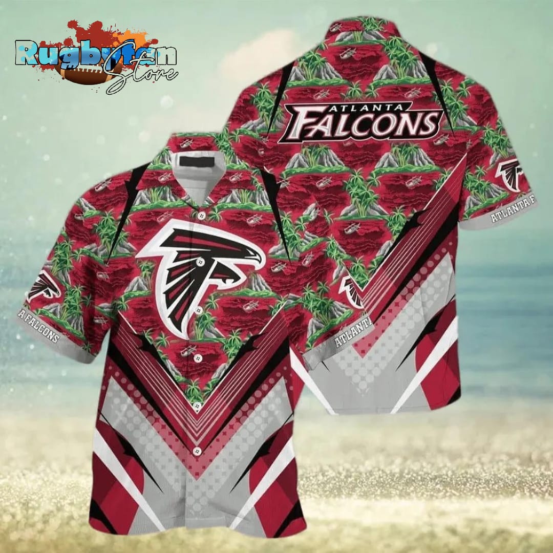 Atlanta Falcons NFL Mountains And Trees Pattern Beach Hawaiian Shirt