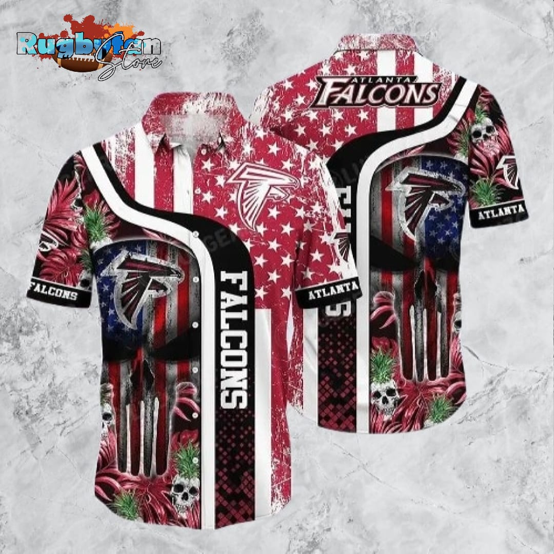 Atlanta Falcons NFL Hawaiian Shirt Graphic Tropical Patterns Skull Punisher 3D Printed Best Gift For Fans Atlanta Falcons NFL Hawaiian Shirt Graphic Tropical Patterns Skull Punisher 3D Printed Best Gift For Fans