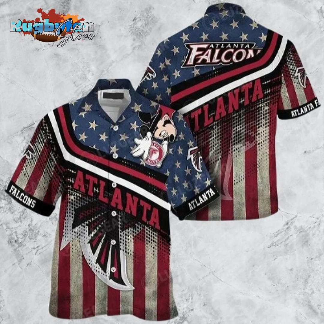 Atlanta Falcons NFL Hawaiian Shirt Mickey Graphic American Flag Printed 3D Shirt Best Gift For Fans Atlanta Falcons NFL Hawaiian Shirt Mickey Graphic American Flag Printed 3D Shirt Best Gift For Fans