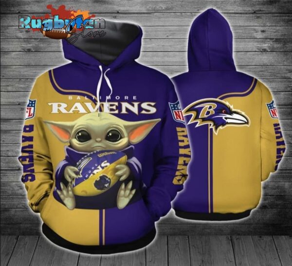 baltimore ravens yoda 3d hoodie all over print baltimore ravens nfl gifts quqc4