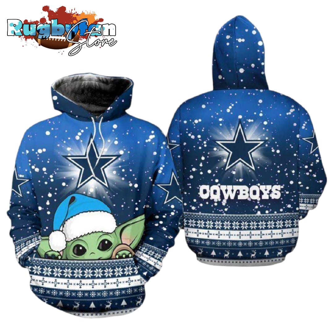 Dallas Cowboys Baby Yoda Christmas NFL Hoodie Gifts for Fans Gebone