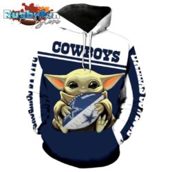 Dallas Cowboys Baby Yoda Holding Football NFL Hoodie Gifts for Fans Gebone