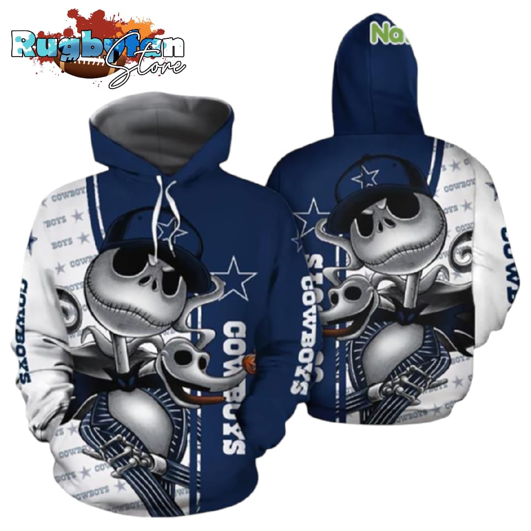 Dallas Cowboys Jack Skellington NFL 3D Hoodie Gifts for Fans Gebone