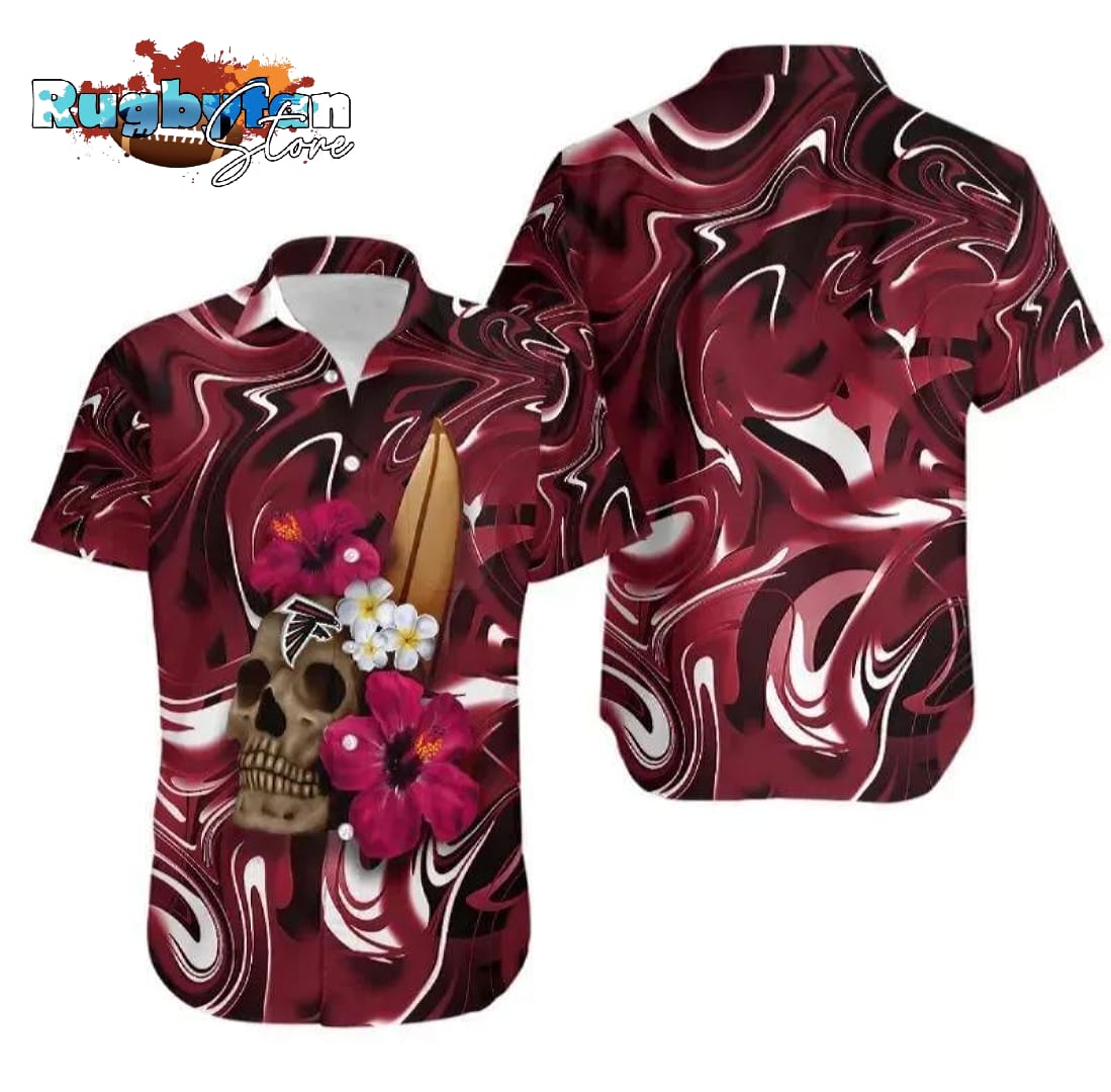 Atlanta Falcons Skull And Hibiscus Flower NFL Gift For Fan Hawaii Shirt Summer Collection Atlanta Falcons Skull And Hibiscus Flower NFL Gift For Fan Hawaii Shirt Summer Collection
