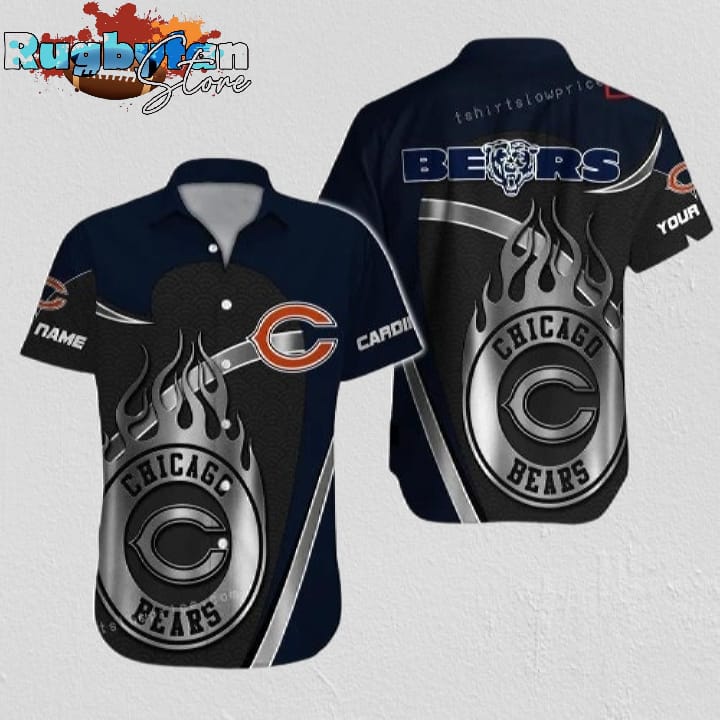 Chicago Bears Hawaiian Shirt NFL Football Button Up Hawaiian Shirt For Mens Womens
