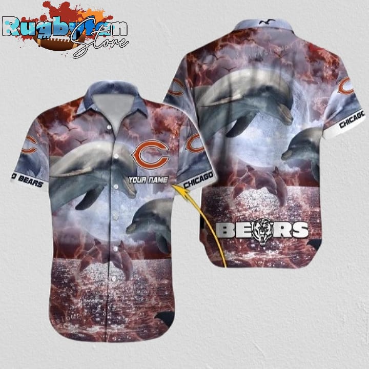 Chicago Bears Hawaiian Shirt NFL Football Print Personalized Button Up Hawaiian Shirt For Mens Womens