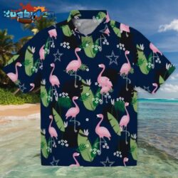 Dallas Cowboys Flamingo Leaf Motif Blue Hawaiian Shirt