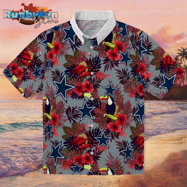 Dallas Cowboys Floral Toucan Blue Red Hawaiian Shirt
