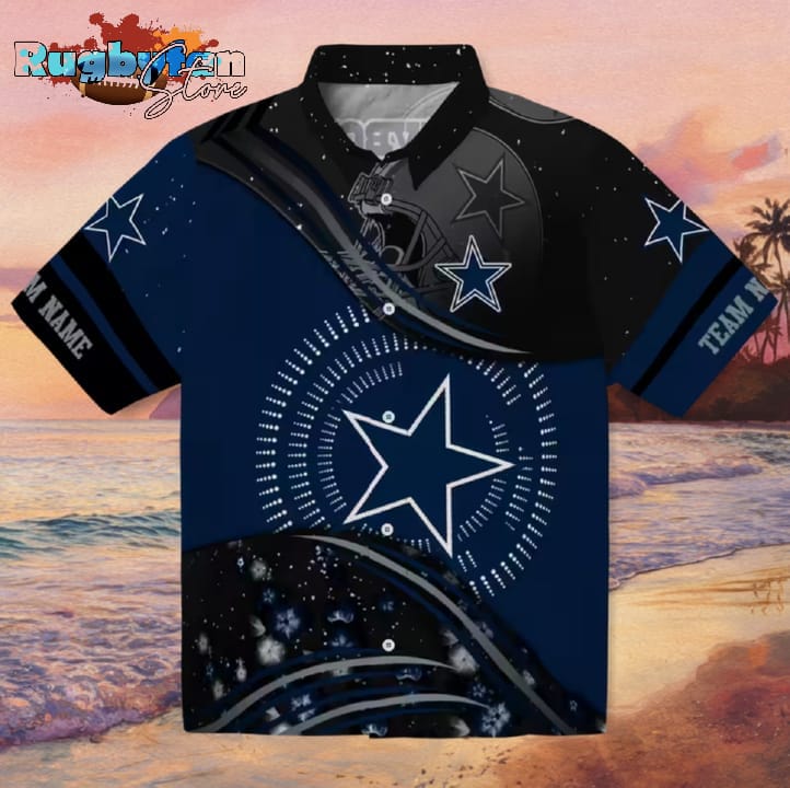 Dallas Cowboys Football Wave Blue Black Hawaiian Shirt
