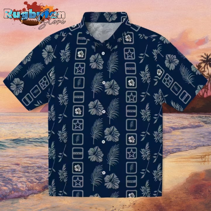 Dallas Cowboys Framed Floral Blue Hawaiian Shirt