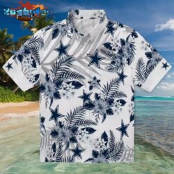 Dallas Cowboys Hibiscus Palm Leaves Blue White Hawaiian Shirt