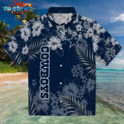 Dallas Cowboys Hibiscus Print Blue Hawaiian Shirt