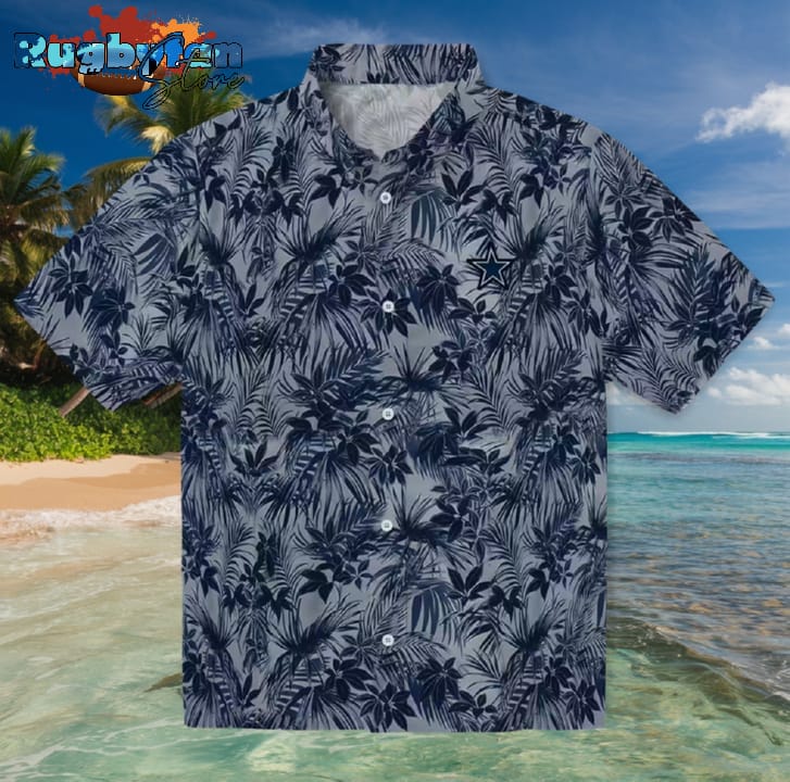 Dallas Cowboys Leafy Pattern Blue Hawaiian Shirt Dallas Cowboys Leafy Pattern Blue Hawaiian Shirt