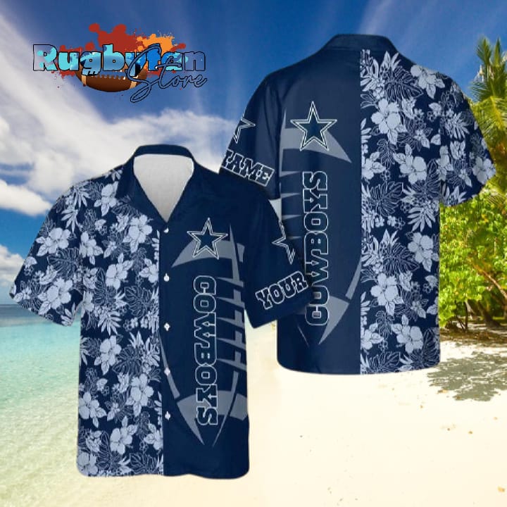 Dallas Cowboys Mens Hawaiian Floral Palm Button Down Shirt Dallas Cowboys Mens Hawaiian Floral Palm Button Down Shirt