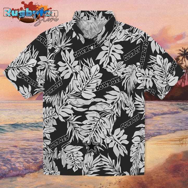 Dallas Cowboys Monstera Leaf Pattern Black Hawaiian Shirt Dallas Cowboys Monstera Leaf Pattern Black Hawaiian Shirt