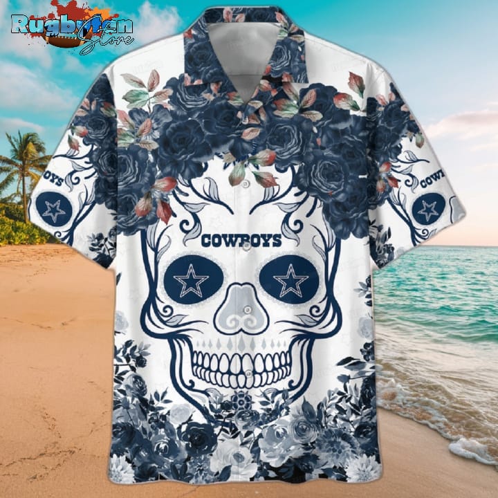 Dallas Cowboys NFL Flower Skull Hawaiian shirt