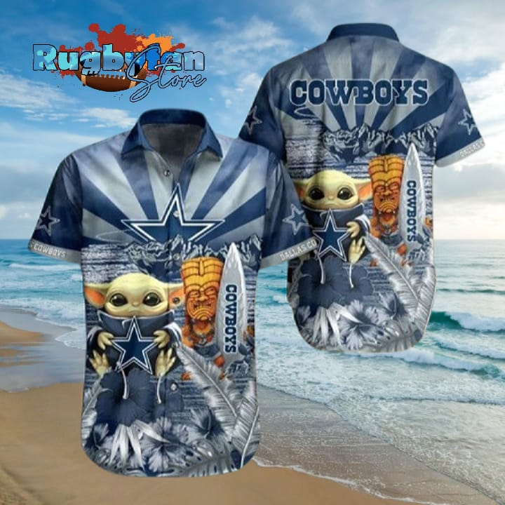 Dallas Cowboys Tropical Leave Baby Yoda Hawaiian Shirt