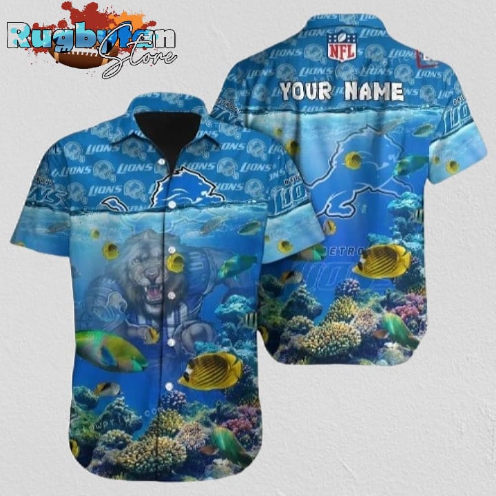 Detroit Lions Hawaiian Shirt NFL Football Custom Name Button Up Hawaiian Shirt Detroit Lions Hawaiian Shirt NFL Football Custom Name Button Up Hawaiian Shirt