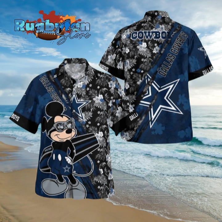 Mickey Mouse Dallas Cowboy Hawaiian Floral Shirt​