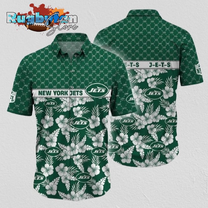 New York Jets NFL Palm Leaves Hawaiian Shirt