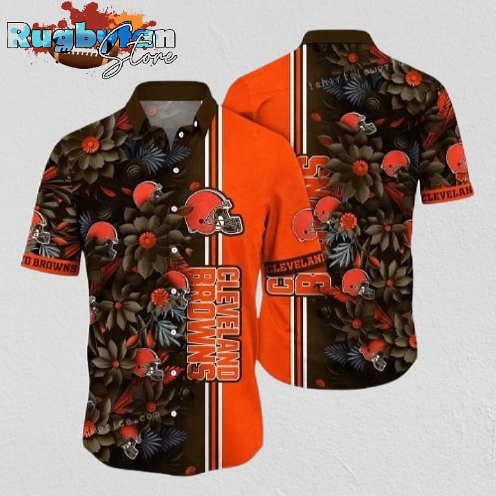 NFL Cleveland Browns Hawaiian Shirt Tropical Flower NFL Cleveland Browns Hawaiian Shirt Tropical Flower