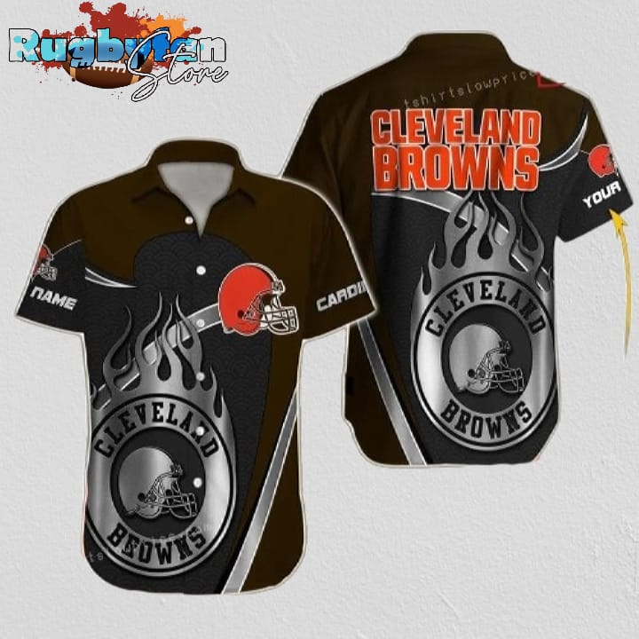 Personalized Cleveland Browns Hawaiian Shirt NFL Football Button Up Hawaiian Shirt Personalized Cleveland Browns Hawaiian Shirt NFL Football Button Up Hawaiian Shirt