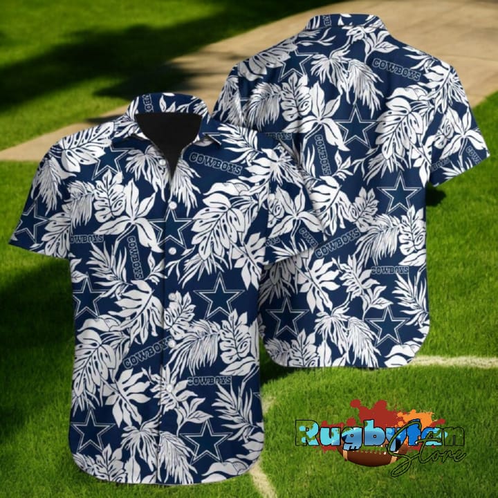 Tropical Leafs Dallas Cowboys NFL Button Up Hawaiian Shirt Gebone Tropical Leafs Dallas Cowboys NFL Button Up Hawaiian Shirt Gebone