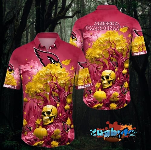 Arizona Cardinals Halloween Skull Pumpkin Hawaiian Shirt Arizona Cardinals Aloha Shirt