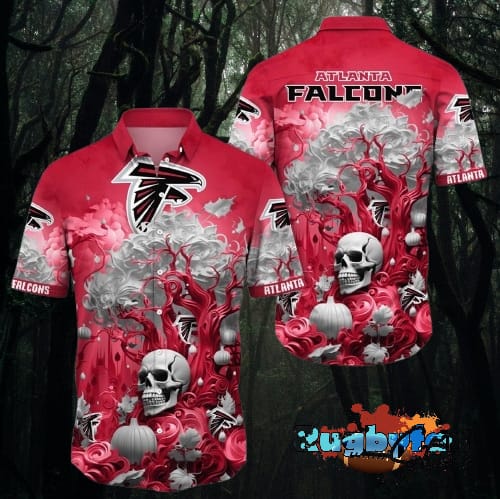 Atlanta Falcons Halloween Skull Pumpkin Hawaiian Shirt Atlanta Falcons Aloha Shirt