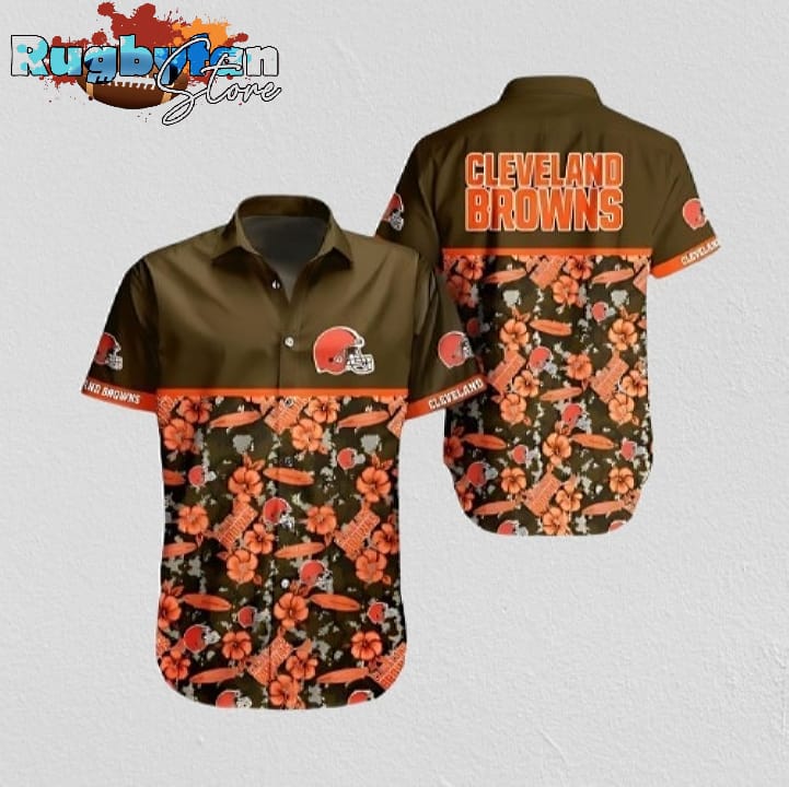 Cleveland Browns Floral Blitz Hawaiian Shirt Cleveland Browns Aloha Shirt
