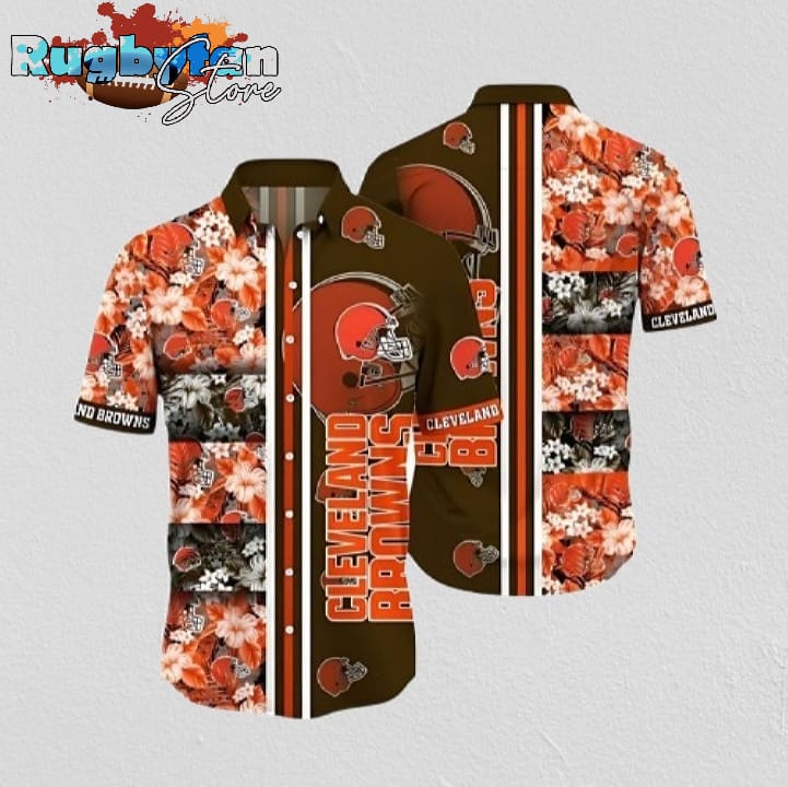 Cleveland Browns Floral Grid Hawaiian Shirt Cleveland Browns Aloha Shirt