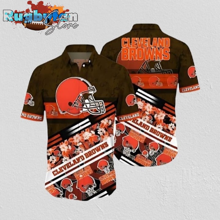 Cleveland Browns Floral Stripes Hawaiian Shirt Cleveland Browns Aloha Shirt