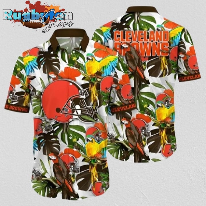Cleveland Browns Hawaiian Shirt Tropical Bird And Leaf Pattern Cleveland Browns Aloha Shirt Cleveland Browns Hawaiian Shirt Tropical Bird And Leaf Pattern Cleveland Browns Aloha Shirt