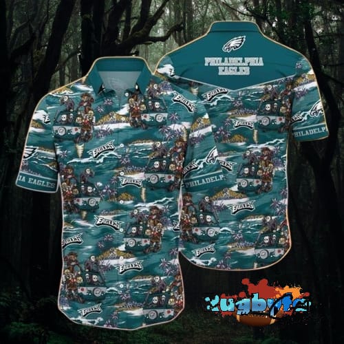 Halloween Characters NFL Philadelphia Eagles Hawaiian Shirt Gift For Football Fans NFL Hawaiian Shirt