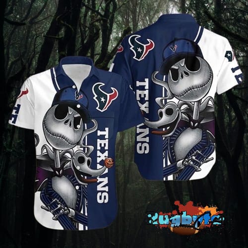 Halloween Jack Skellington And Zero Houston Texans Family Hawaiian Shirts