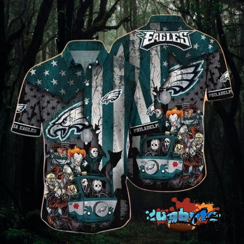 Horror Halloween Characters NFL Philadelphia Eagles Hawaiian Shirt NFL Hawaiian Shirt