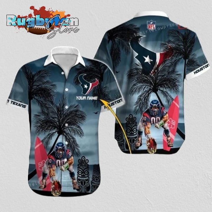 Houston Texans NFL Football 3D Print Custom Name Hawaiian Shirt Houston Texans NFL Football 3D Print Custom Name Hawaiian Shirt