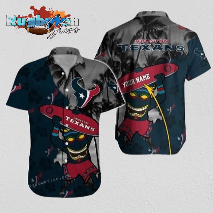 Houston Texans NFL Football 3D Print Custom Name Hawaiian Shirt Houston Texans NFL Football 3D Print Custom Name Hawaiian Shirt