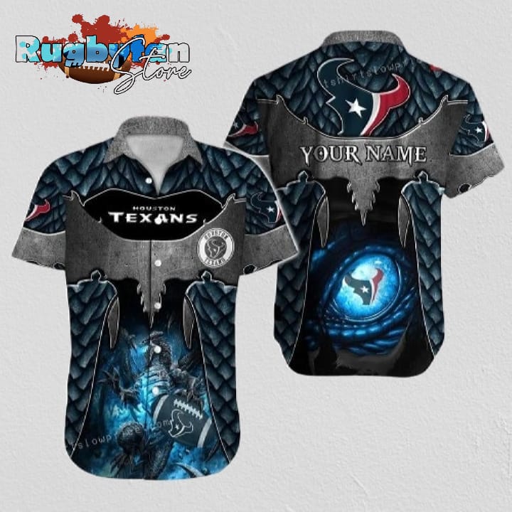 Houston Texans NFL Football Custom Name Aloha Hawaiian Shirt Houston Texans NFL Football Custom Name Aloha Hawaiian Shirt