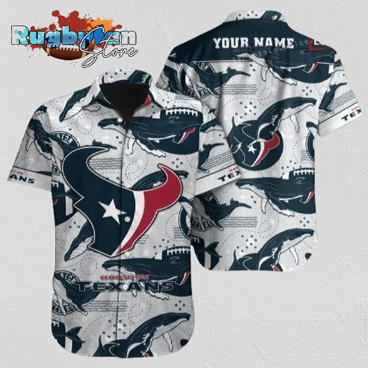 Houston Texans Hawaiian Shirt NFL Football Custom Name Button Up Hawaiian Shirt Houston Texans Hawaiian Shirt NFL Football Custom Name Button Up Hawaiian Shirt