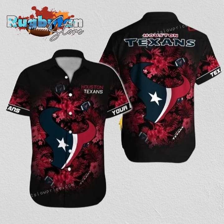 Houston Texans Hawaiian Shirt NFL Football Print Custom Name Cheap Hawaiian Shirt