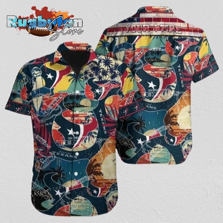 Houston Texans NFL Football Custom Name Aloha Hawaiian Shirt For Men Women