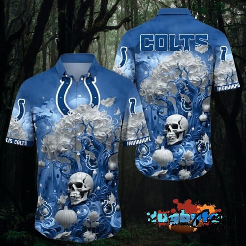 Indianapolis Colts Halloween Skull Pumpkin Hawaiian Shirt Indianapolis Colts Aloha Shirt