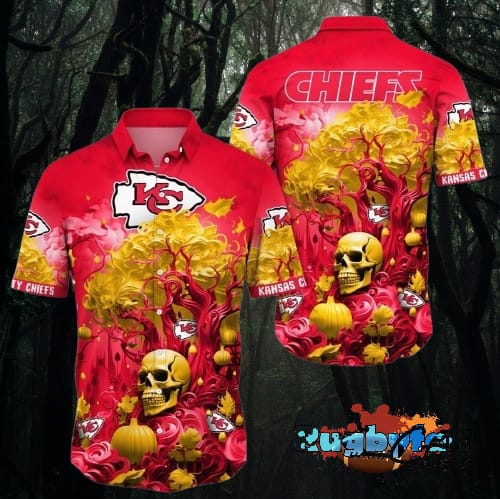 Kansas City Chiefs Halloween Skull Pumpkin Hawaiian Shirt Kansas City Chiefs Aloha Shirt