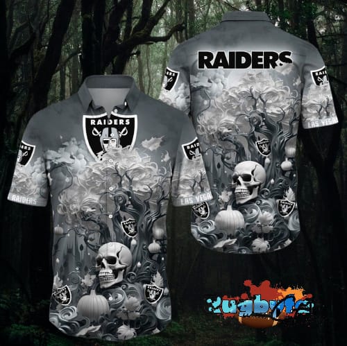 Las Vegas Raiders Halloween Skull Pumpkin Hawaiian Shirt Las Vegas Raiders Aloha Shirt
