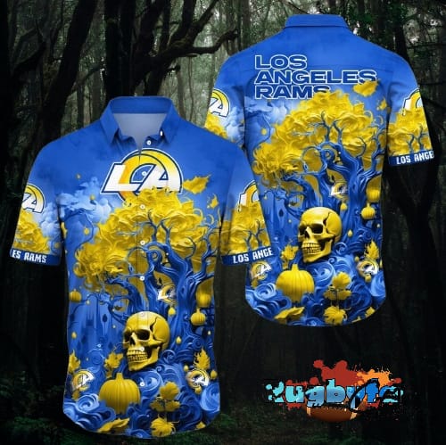 Los Angeles Rams Halloween Skull Pumpkin Hawaiian Shirt Los Angeles Rams Aloha Shirt