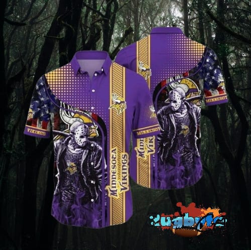 Minnesota Vikings Halloween Horror Hawaiian Shirt Minnesota Vikings Aloha Shirt