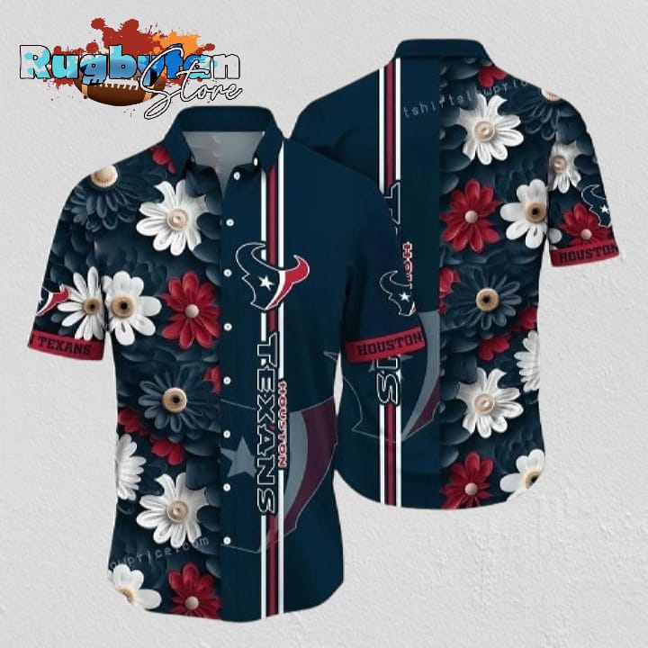 NFL Houston Texans Hawaiian Shirt Big Flower Tropical Gift For Fans Football Lover