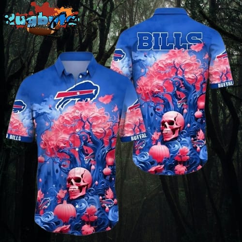 Buffalo Bills Halloween Skull Pumpkin Hawaiian Shirt Buffalo Bills Aloha Shirt